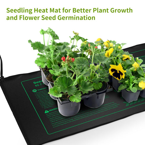 NAMOTEK seedling heat mat under seedling tray to boost germination warmth.