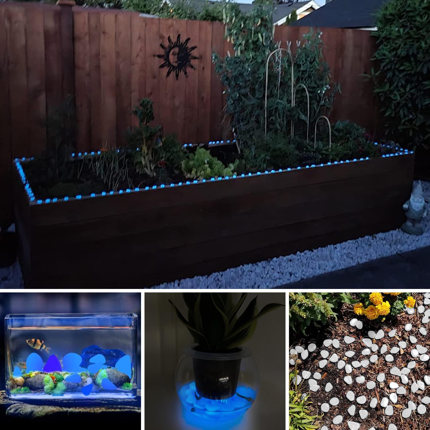 NAMTSO 1-inch resin glow pebbles offer durable outdoor decor.