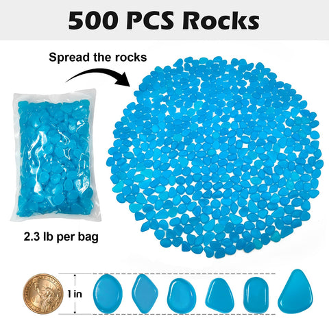 NAMTSO Glow in The Dark Rocks accent a fountain or pond with blue glow
