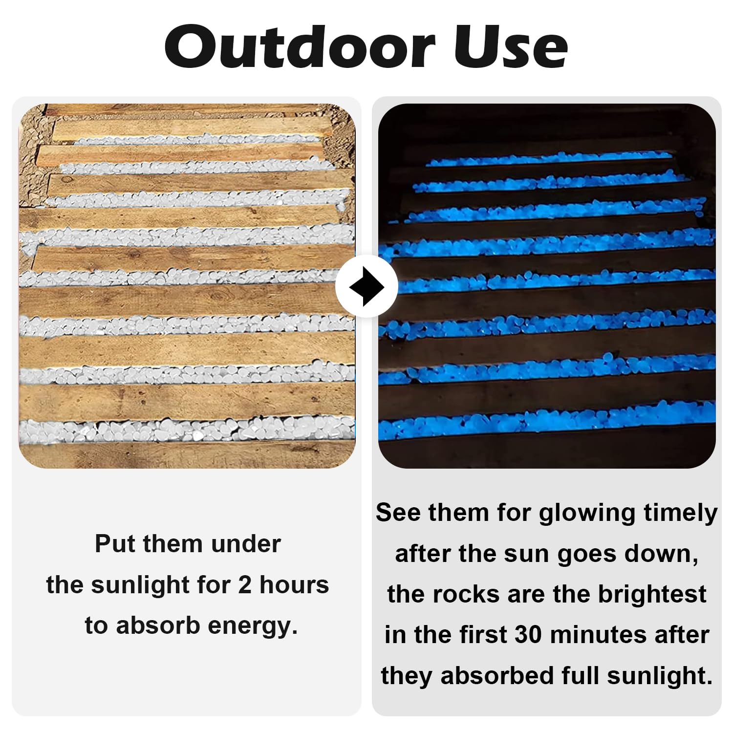 NAMTSO glow stones charge in sun for patio lighting and evening ambience.