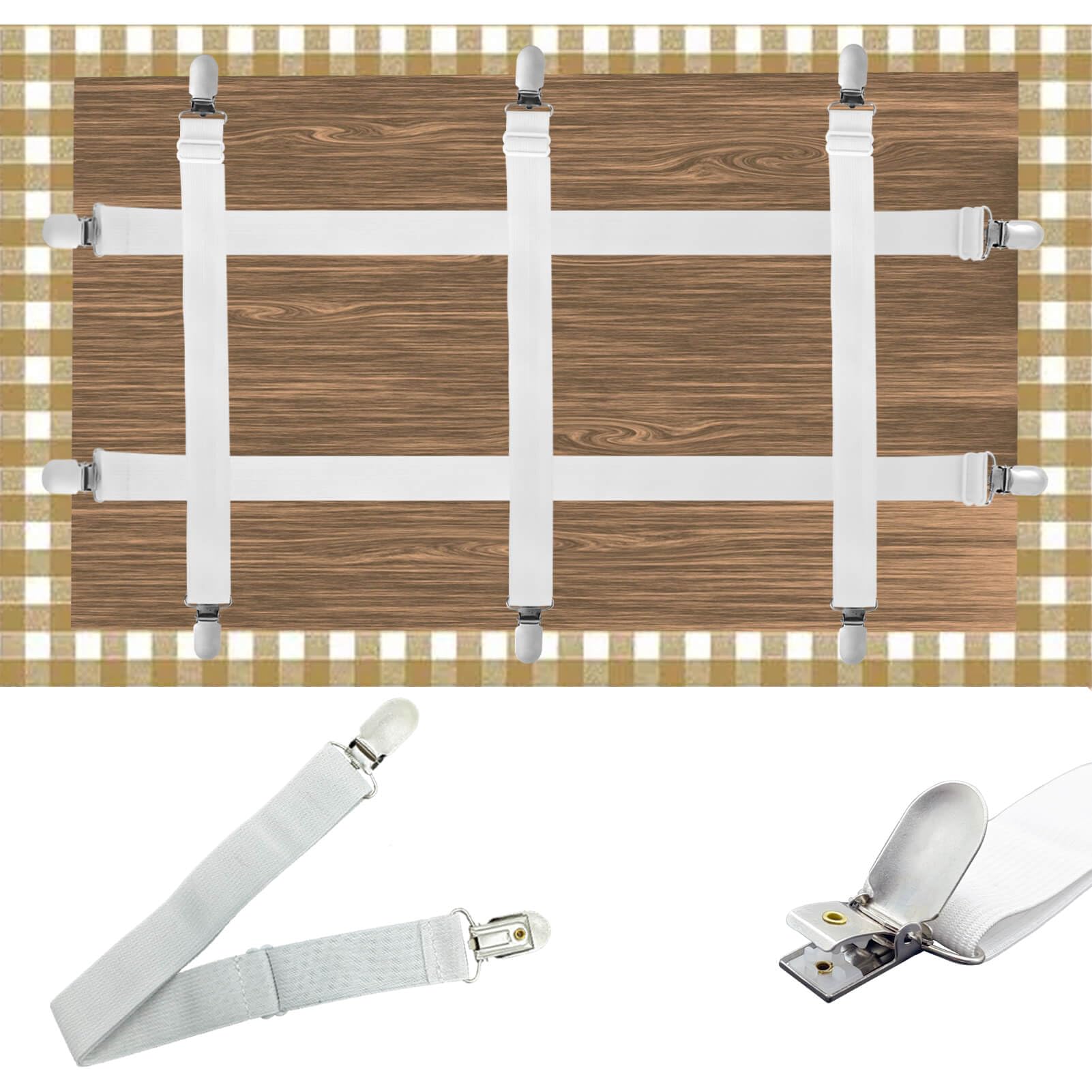 Namubarwa Hidden Strap Tablecloth Clip secure on windy outdoor table.