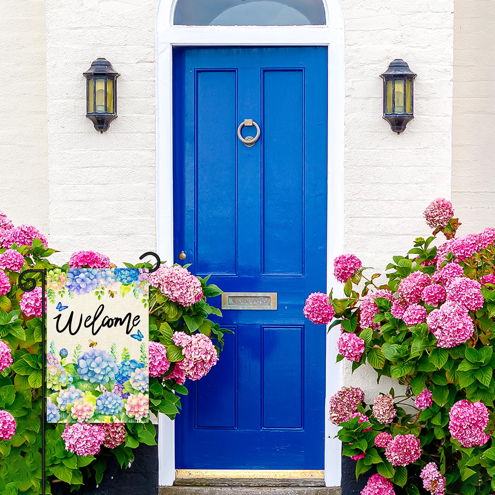 Nanafast spring welcome flag with colorful scene brightens porches and yards.
