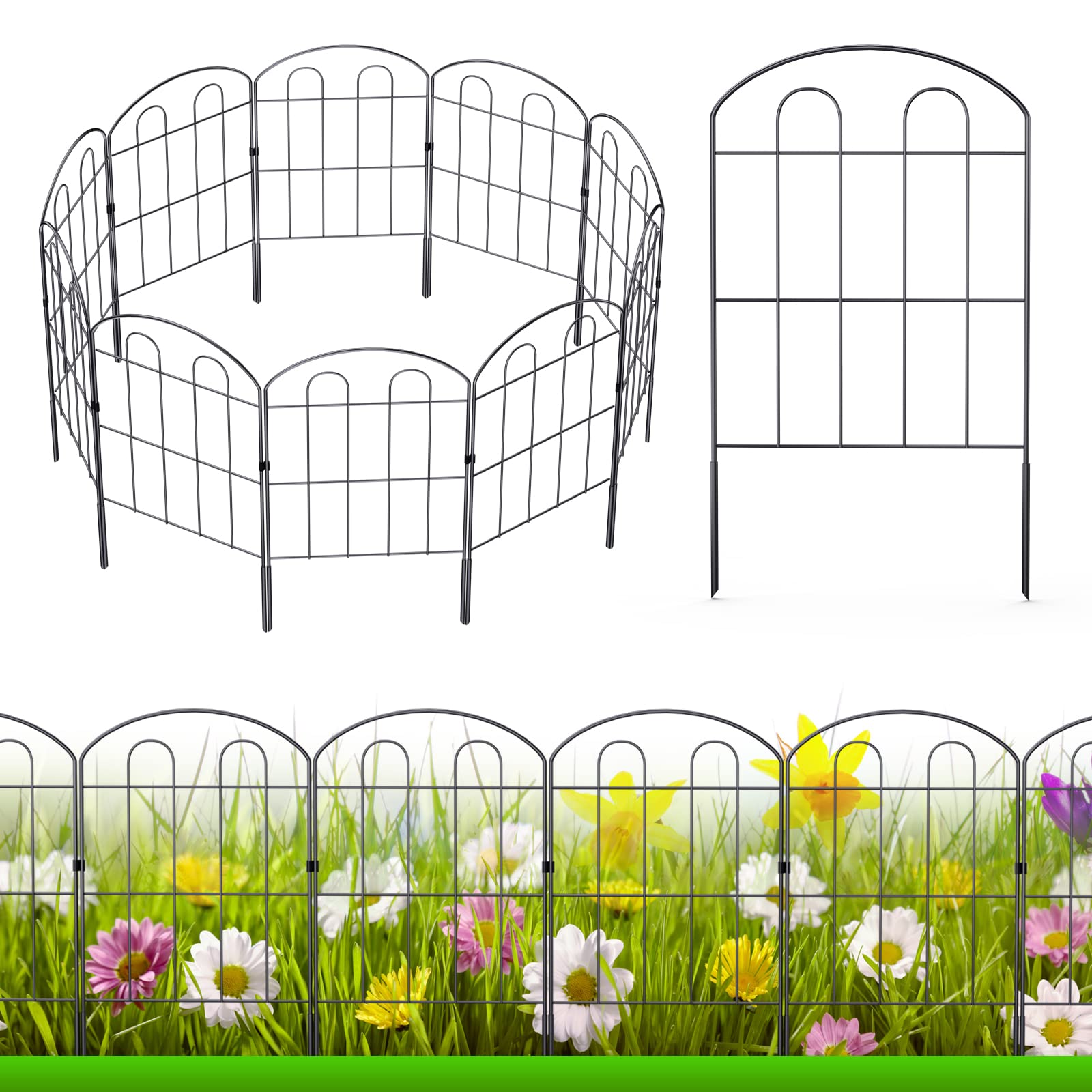 NANANARDOSO 28-pack decorative garden fence outdoors creates a neat border for paths and beds.
