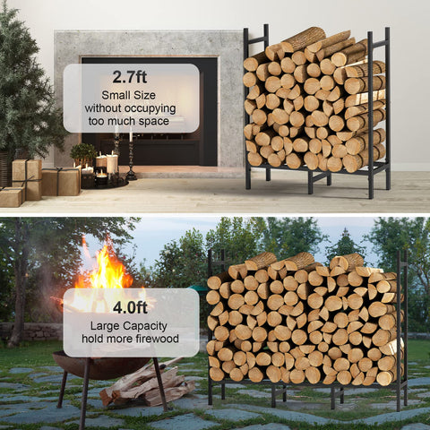 NANANARDOSO heavy-duty firewood stand for long-lasting use.