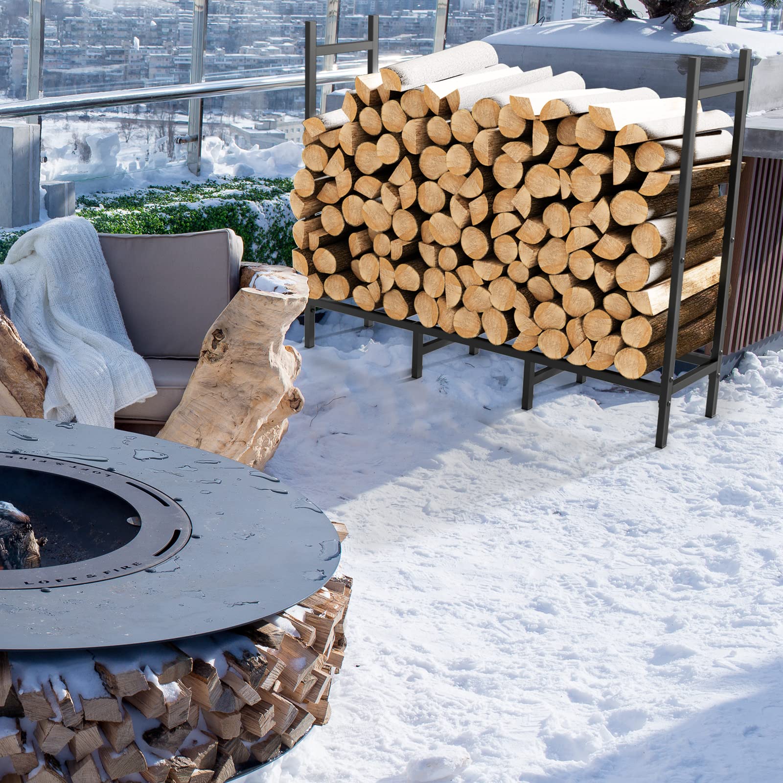 NANANARDOSO tubular steel rack resists rust and weather.