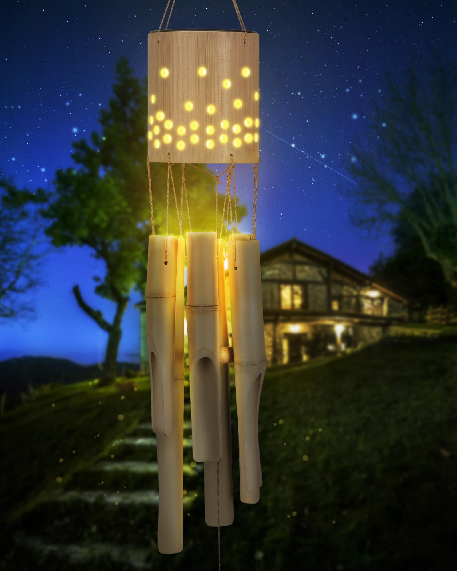 Nanatoc natural bamboo wind chimes highlight durable materials