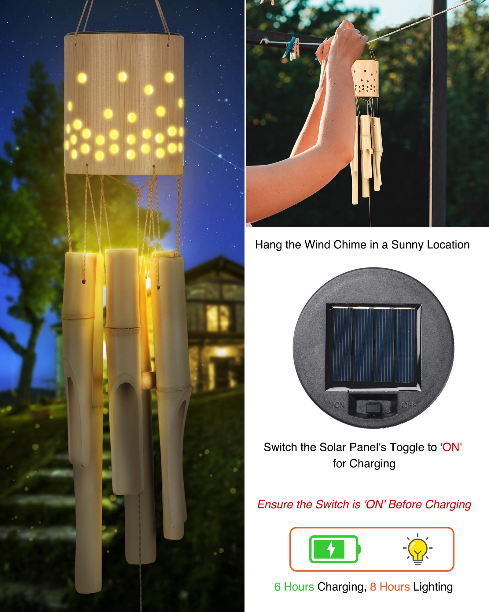 Nanatoc wind chimes on patio garden decor for peaceful sounds