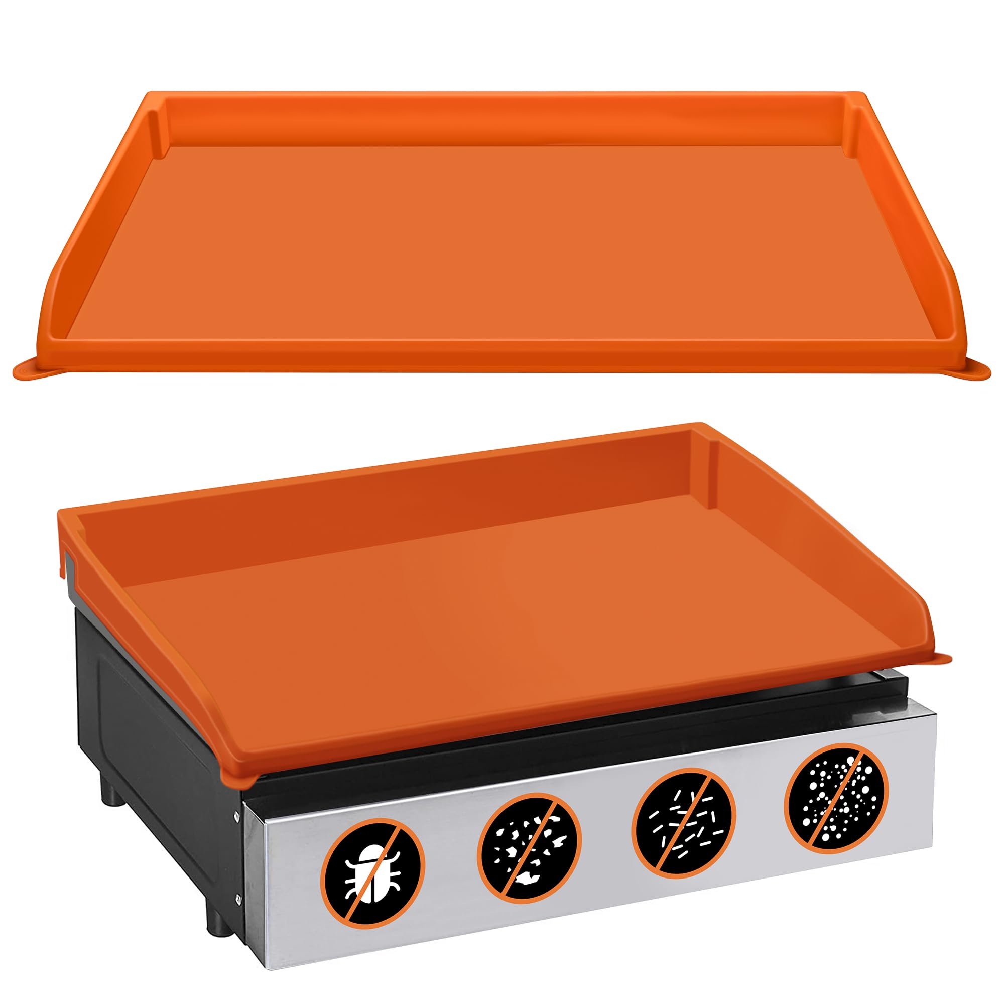 NancyL 17-inch griddle cover in side view provides full-edge protection against rust.