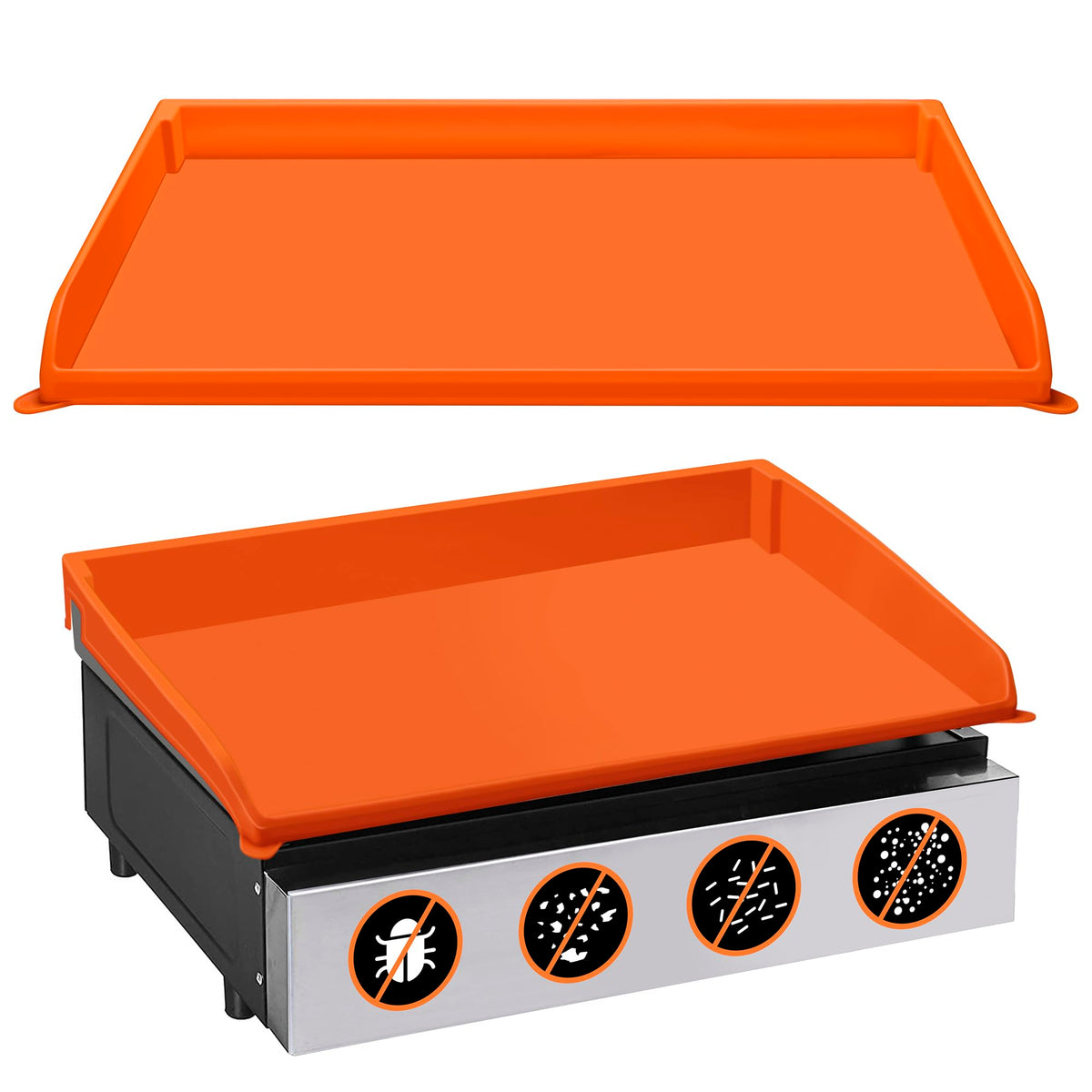 NancyL 17-inch griddle cover in side view provides full-edge protection against rust.