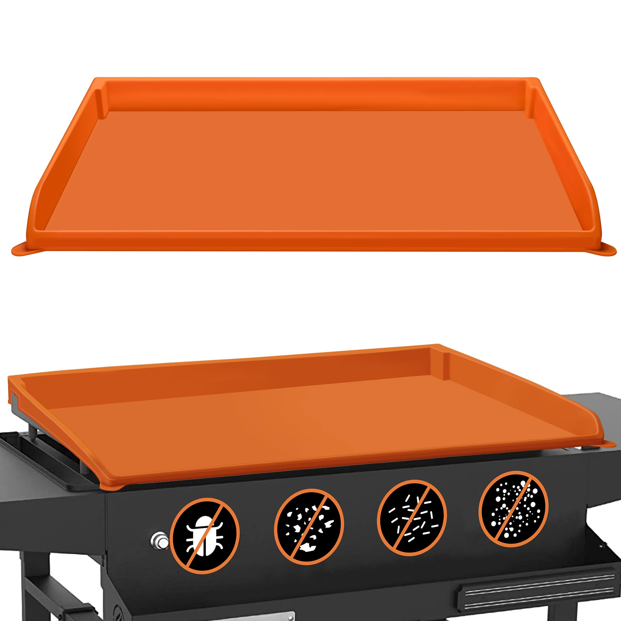 NancyL 36-inch silicone griddle cover fits snugly on a Blackstone griddle