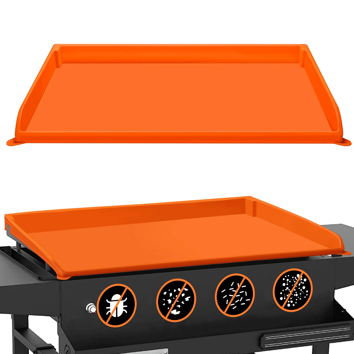 NancyL 36-inch silicone griddle cover fits snugly on a Blackstone griddle