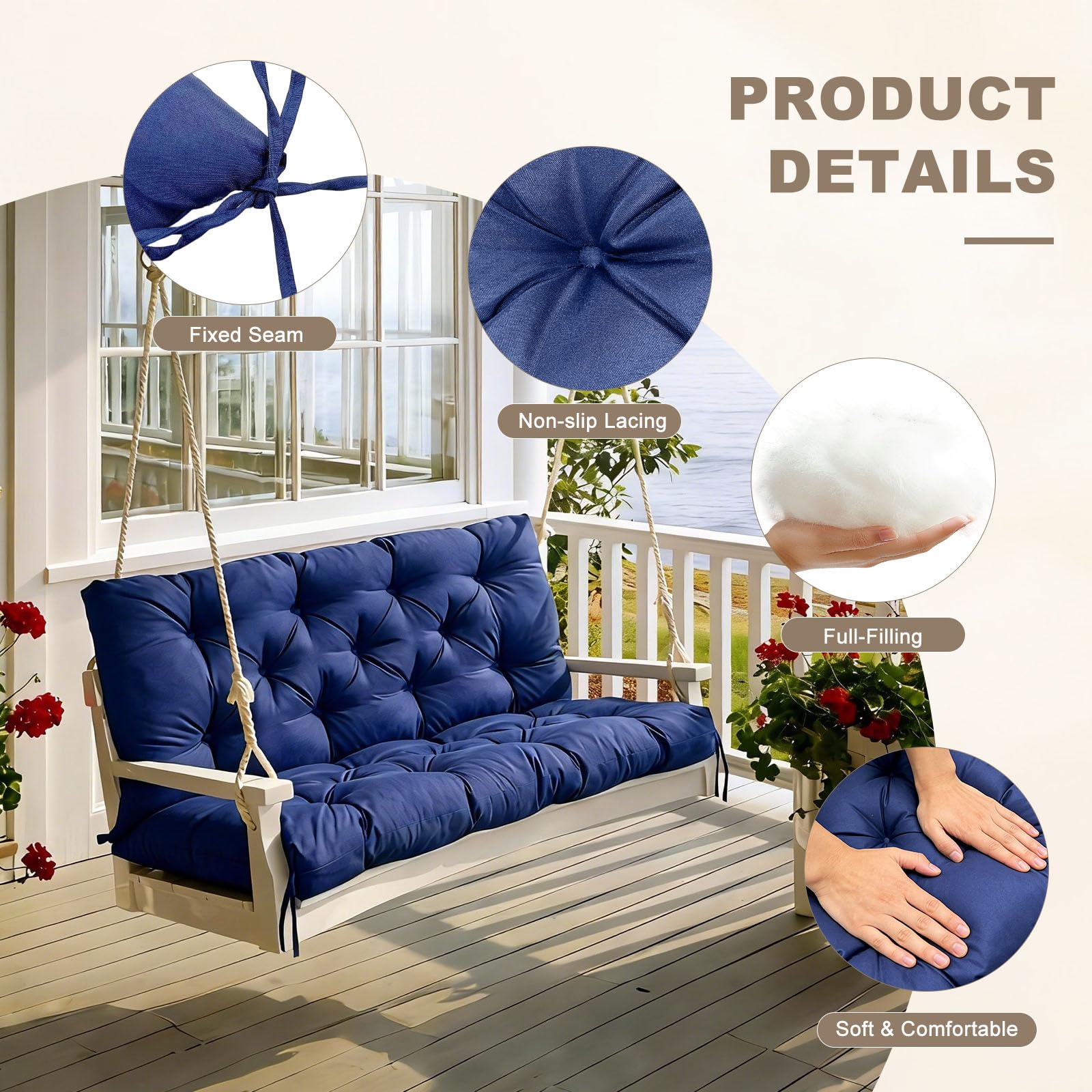 NANGELRN dot-design backrest adds stylish support for outdoor seating.