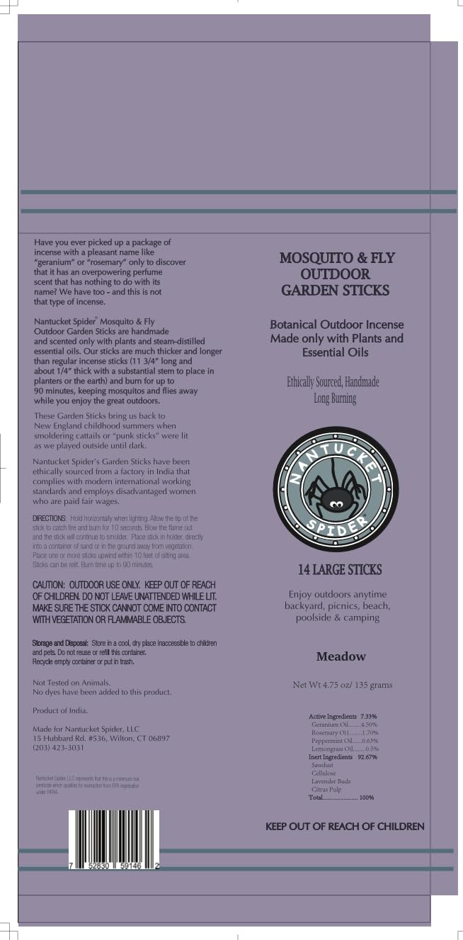 Nantucket Spider Mosquito Sticks offer 90+ minutes of steady burn outdoors.