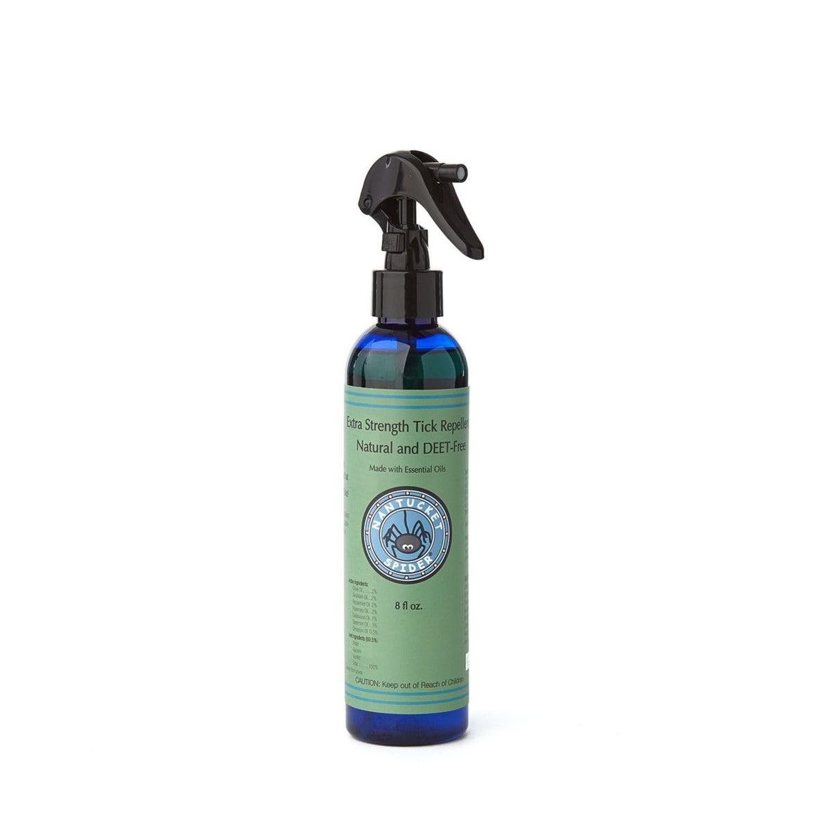 Nantucket Spider Tick Repellent Spray 8 oz bottle protects during outdoor hikes and camping.