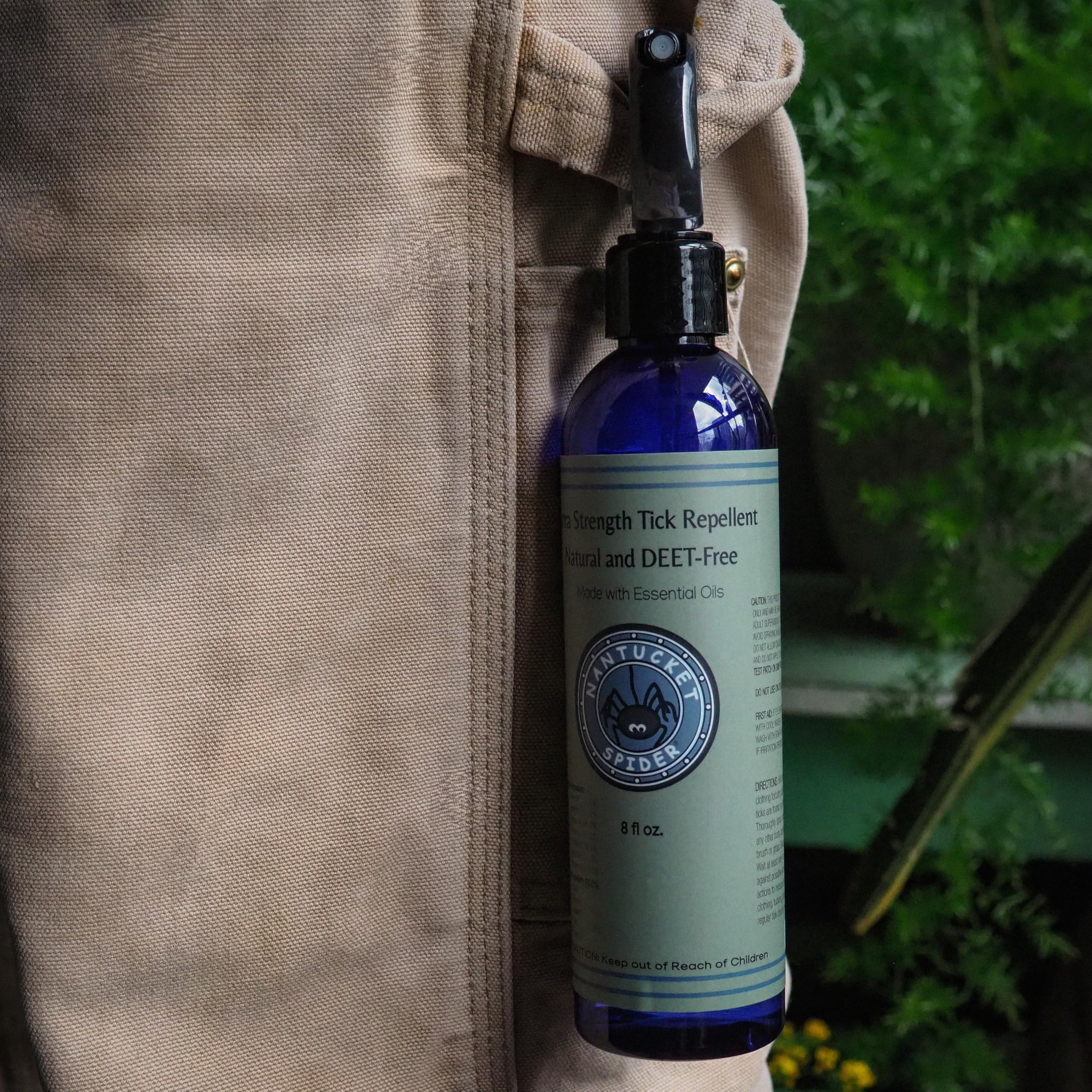 Nantucket Spider Tick Repellent Spray safety lock keeps spray secure during travel.