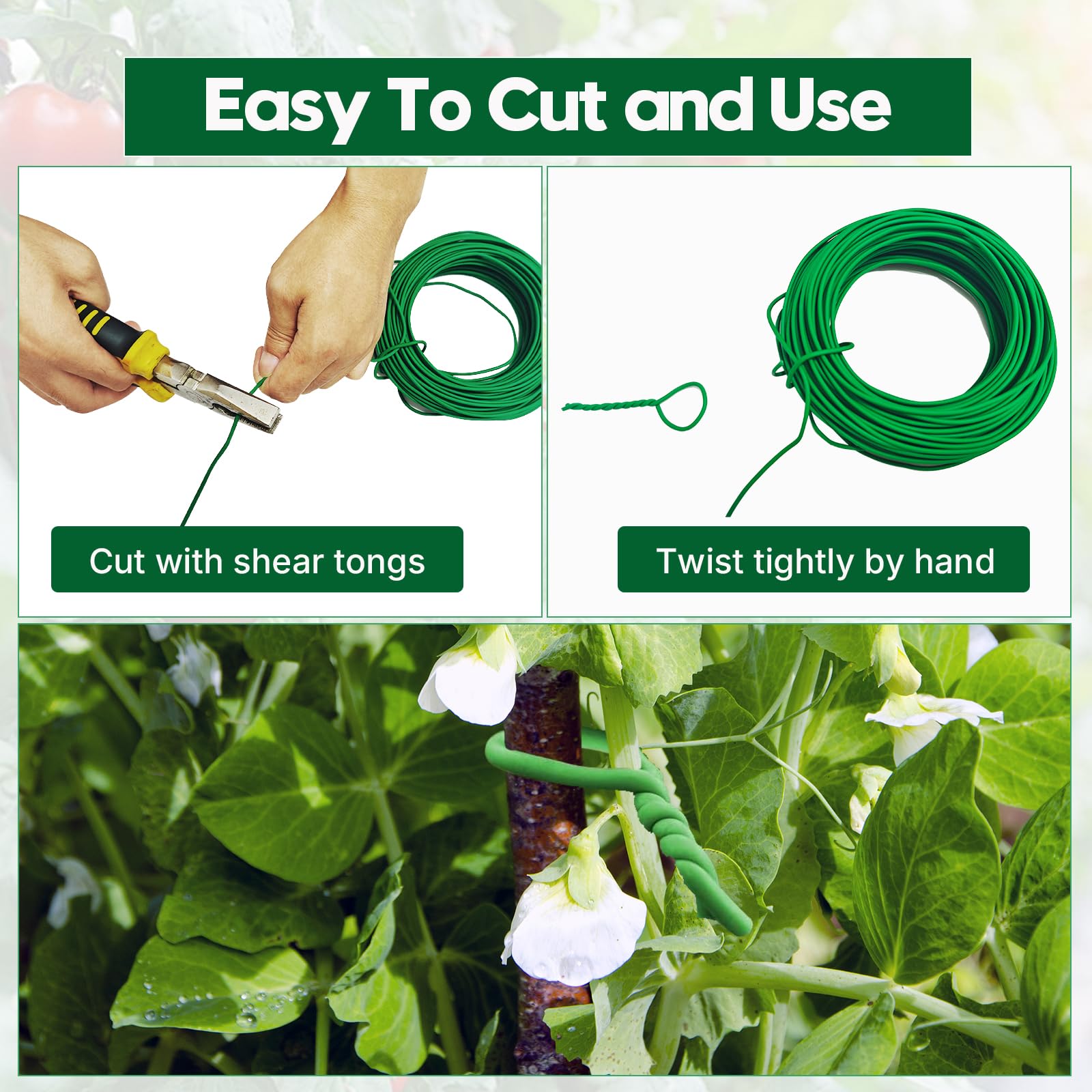 NanWantee green-blend ties blend with garden foliage for discreet plant support.