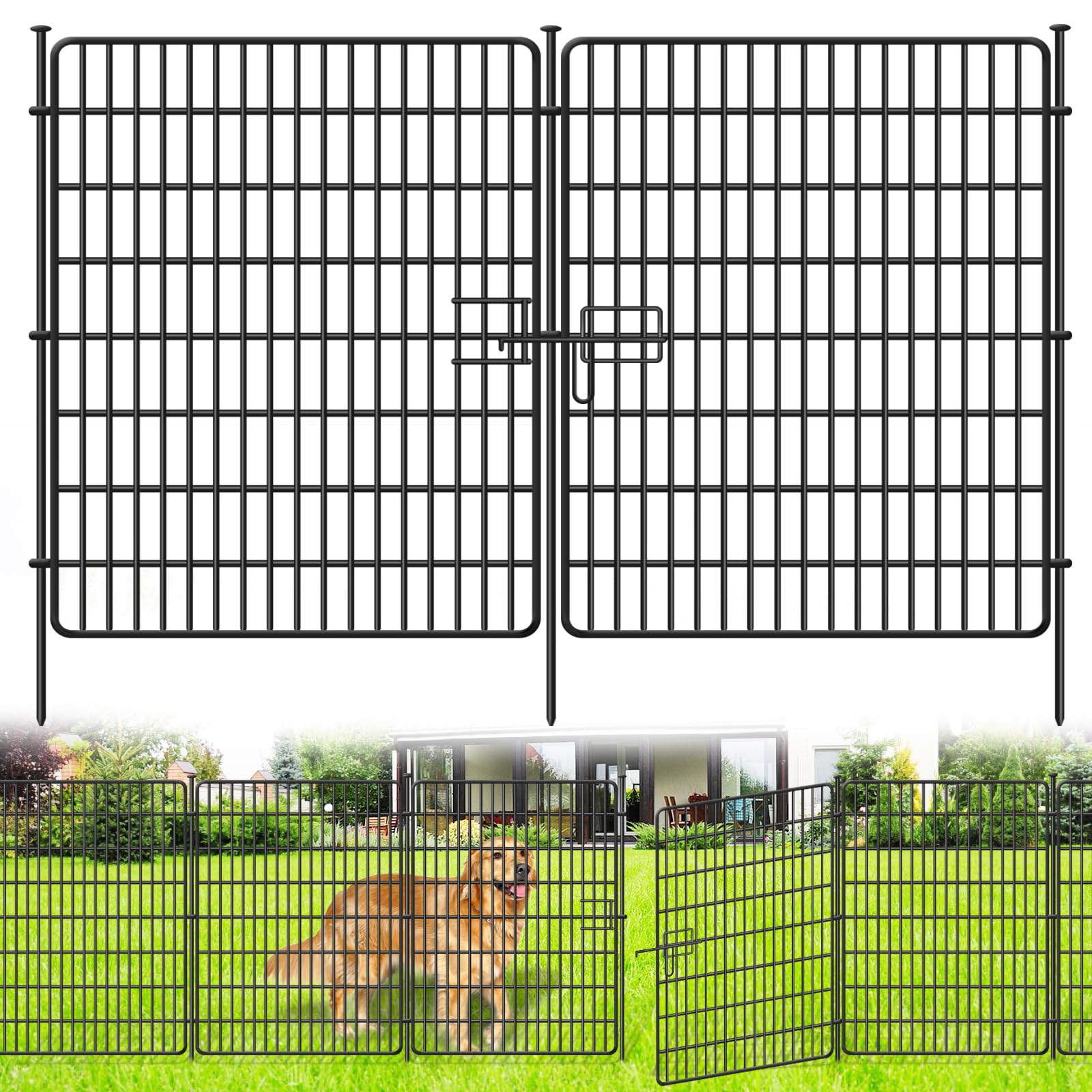 NANYEZH 15-panel no-dig fence with gate demonstrates quick access for temporary setups.