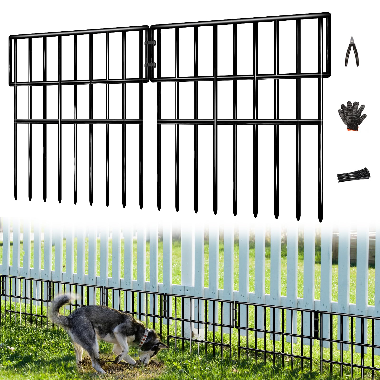 NANYEZH 25-panel no-dig fence spans 27 ft to outline your yard.