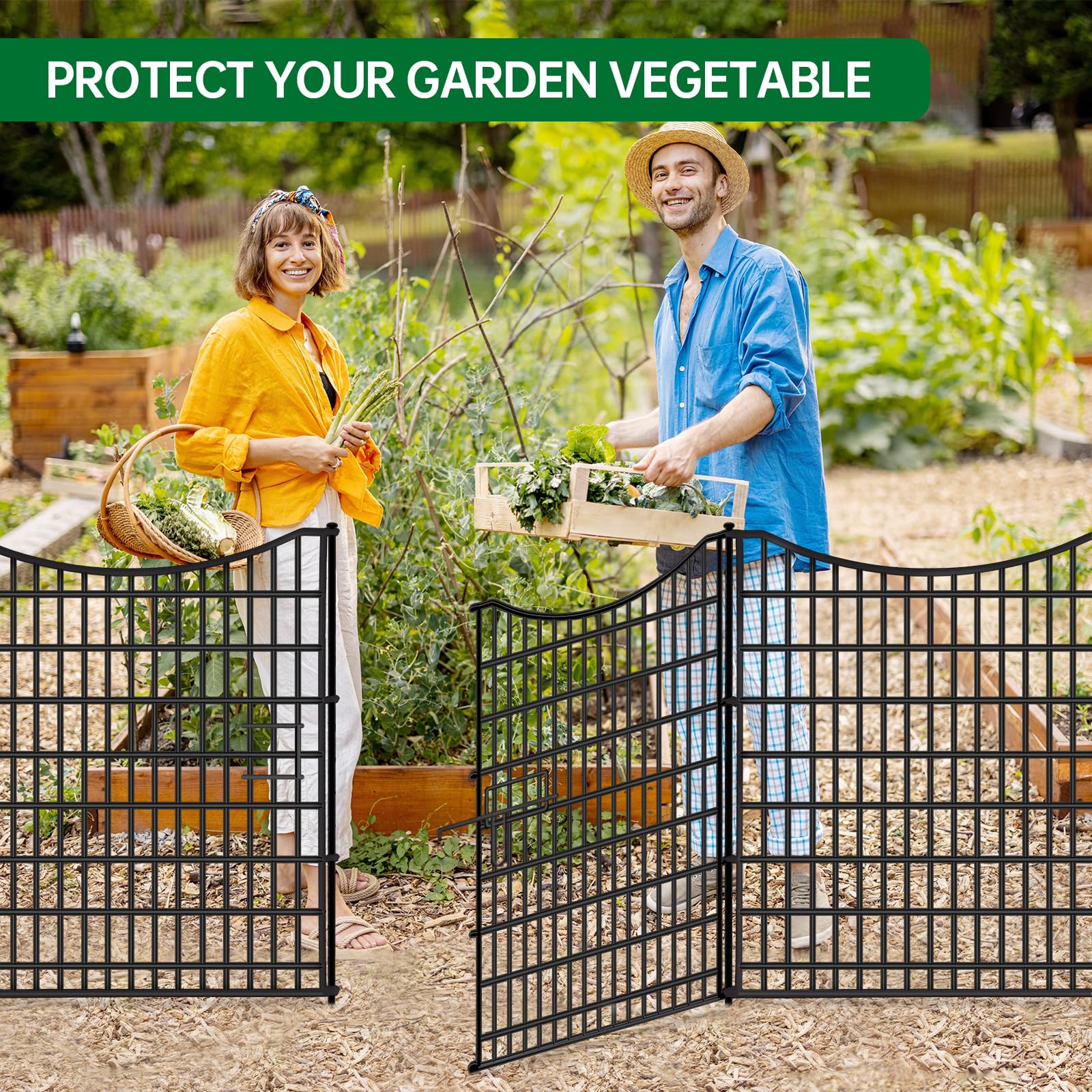 NANYEZH decorative metal fence enhances yard aesthetics while containing pets.