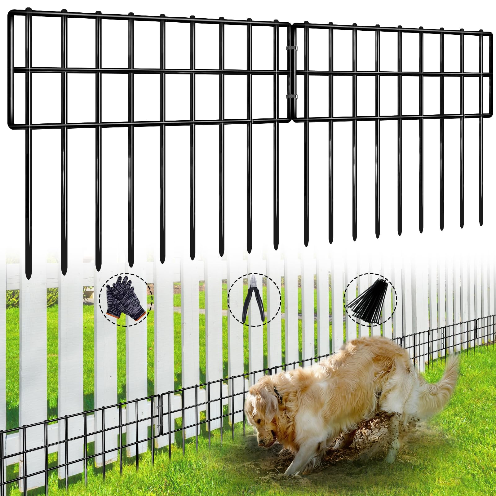 NANYEZH 42.5ft garden fence panels form a long boundary for yard safety
