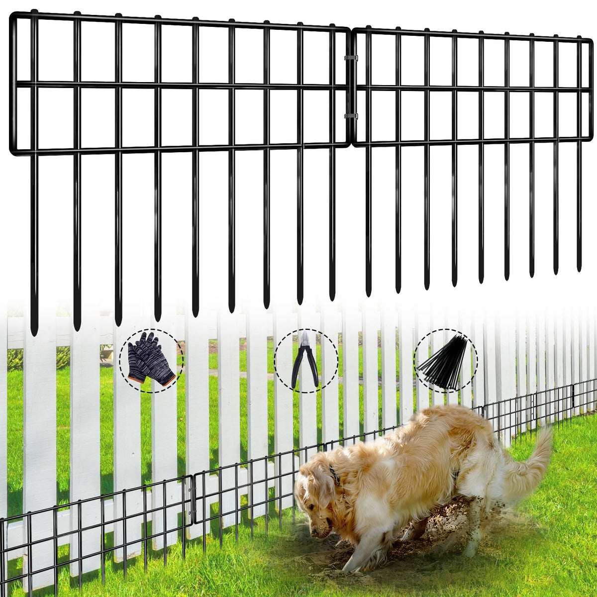 NANYEZH 42.5ft garden fence panels form a long boundary for yard safety