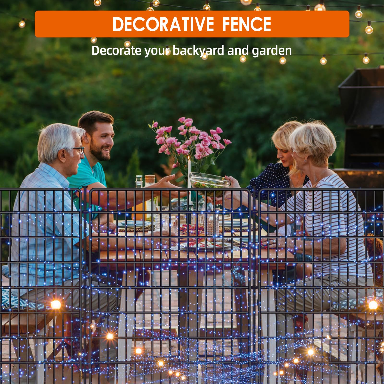 NANYEZH decorative fence detail enhances yard while keeping pets safe.
