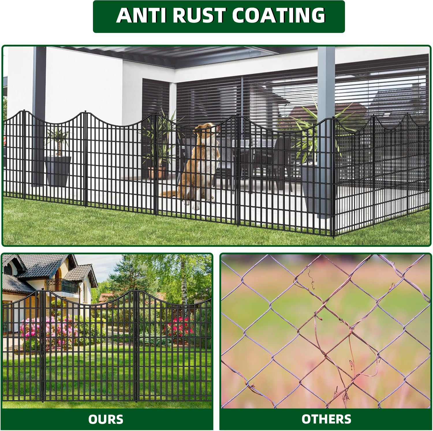 NANYEZH rustproof metal fence close-up shows durable, weather-resistant panels.