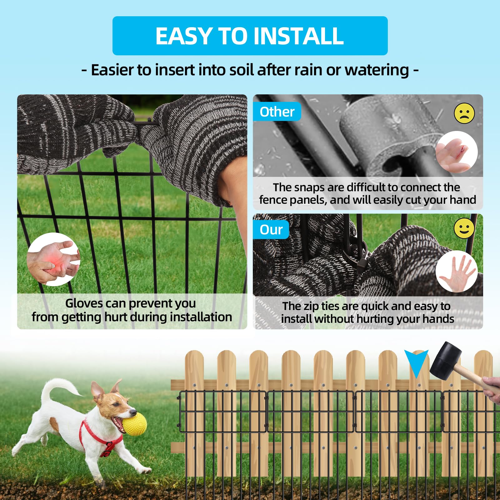 NANYEZH rustproof metal stakes designed for outdoor longevity.
