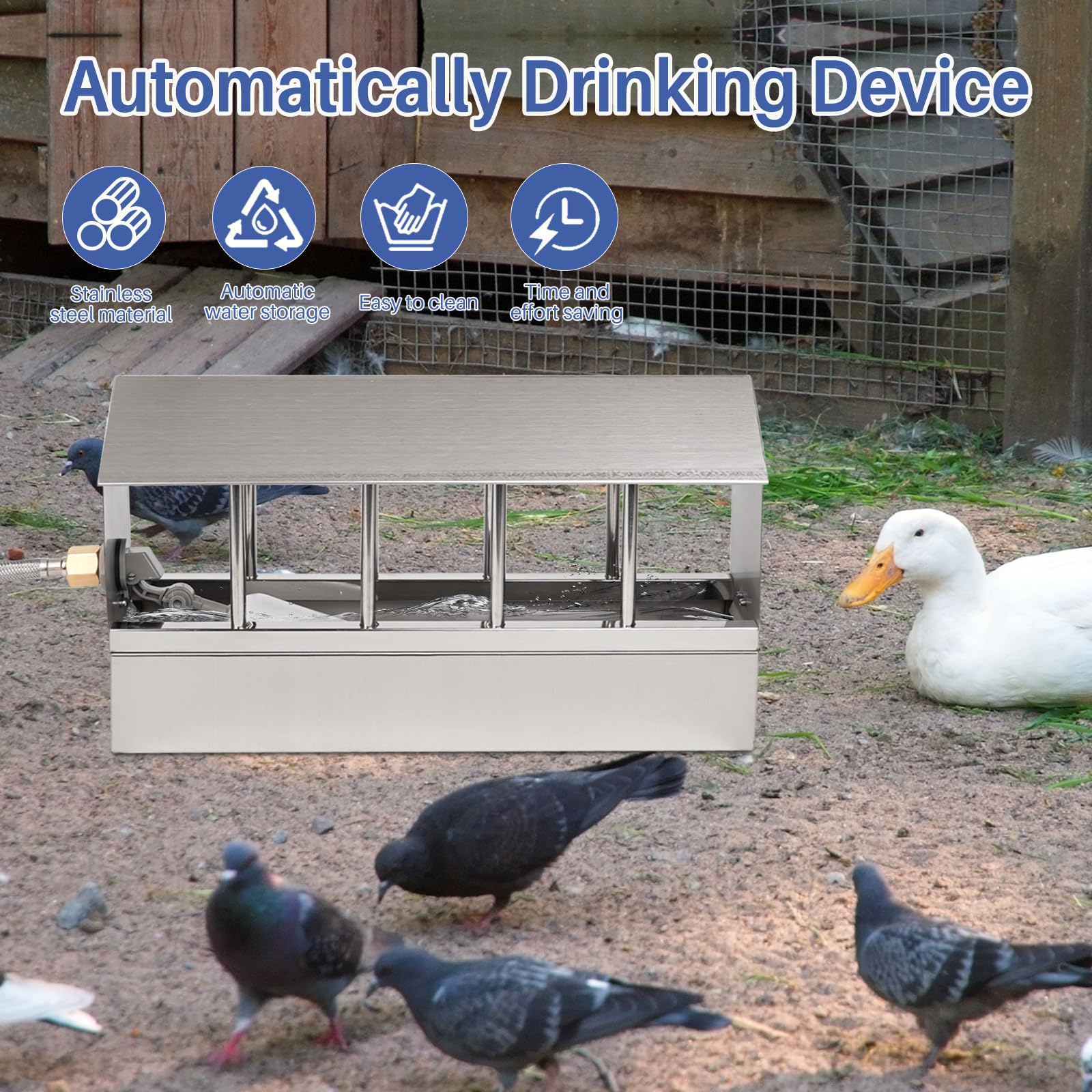 NAOEDEAH float valve kit attached to waterer for adjustable level.