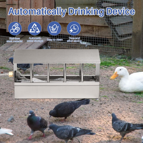 NAOEDEAH float valve kit attached to waterer for adjustable level.