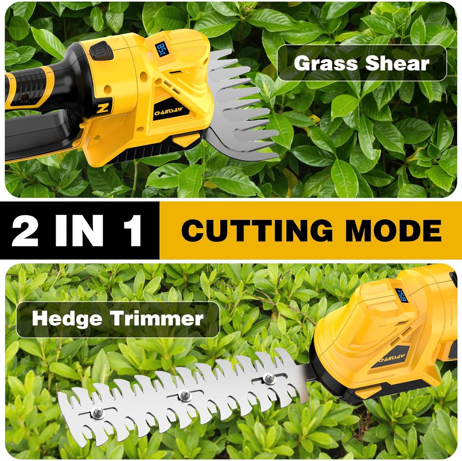 NAOKEV hedge trimmer ergonomic handle view for comfortable trimming.