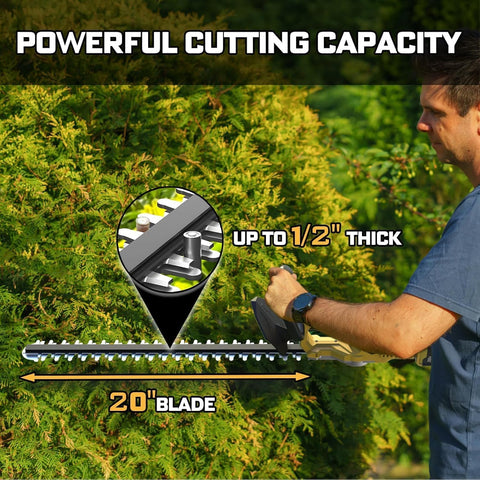 NAOKEV hedge trimmer with 20-inch blade for precise shrub pruning