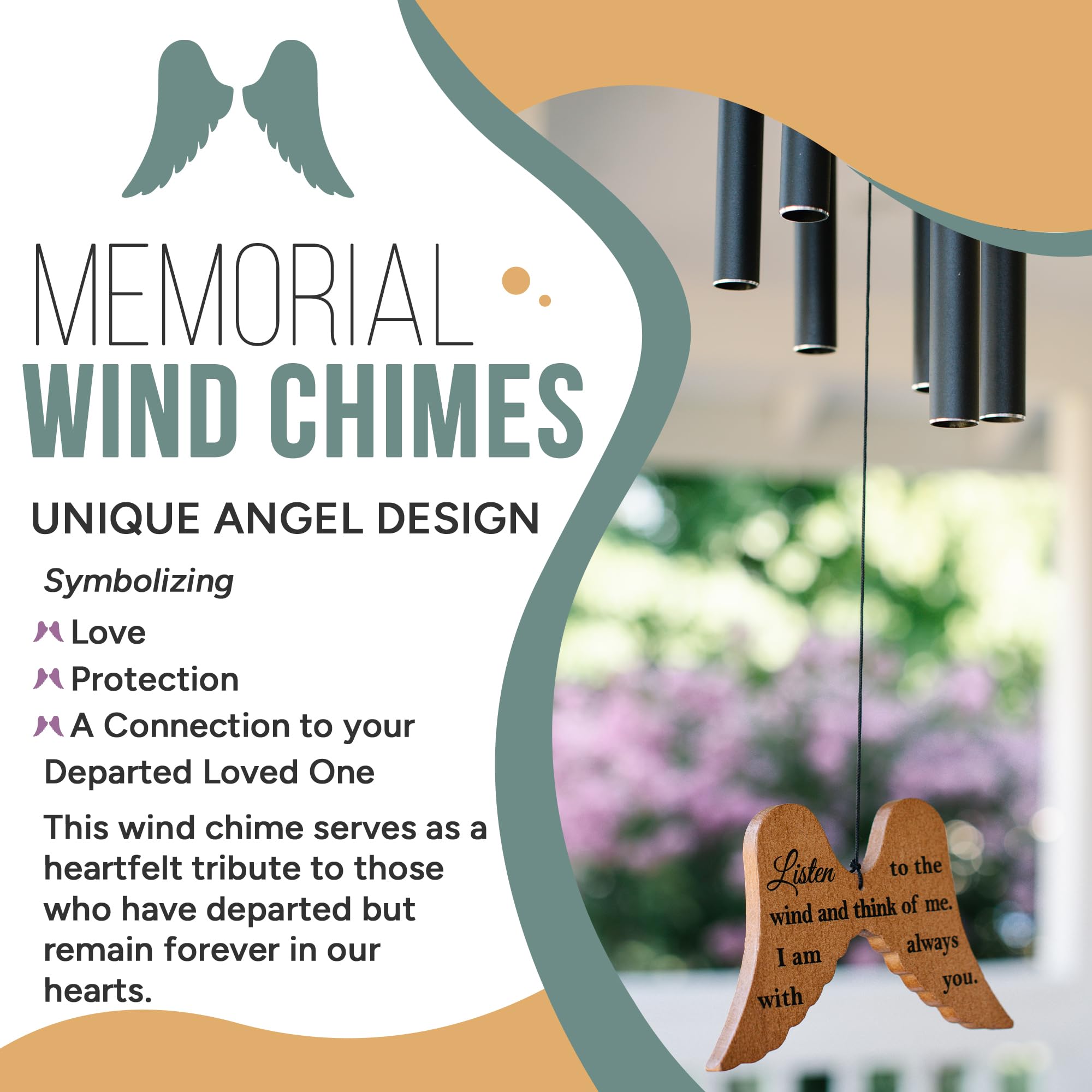 Naomi Catherine Designs premium beech wood wind chimes for lasting memory.