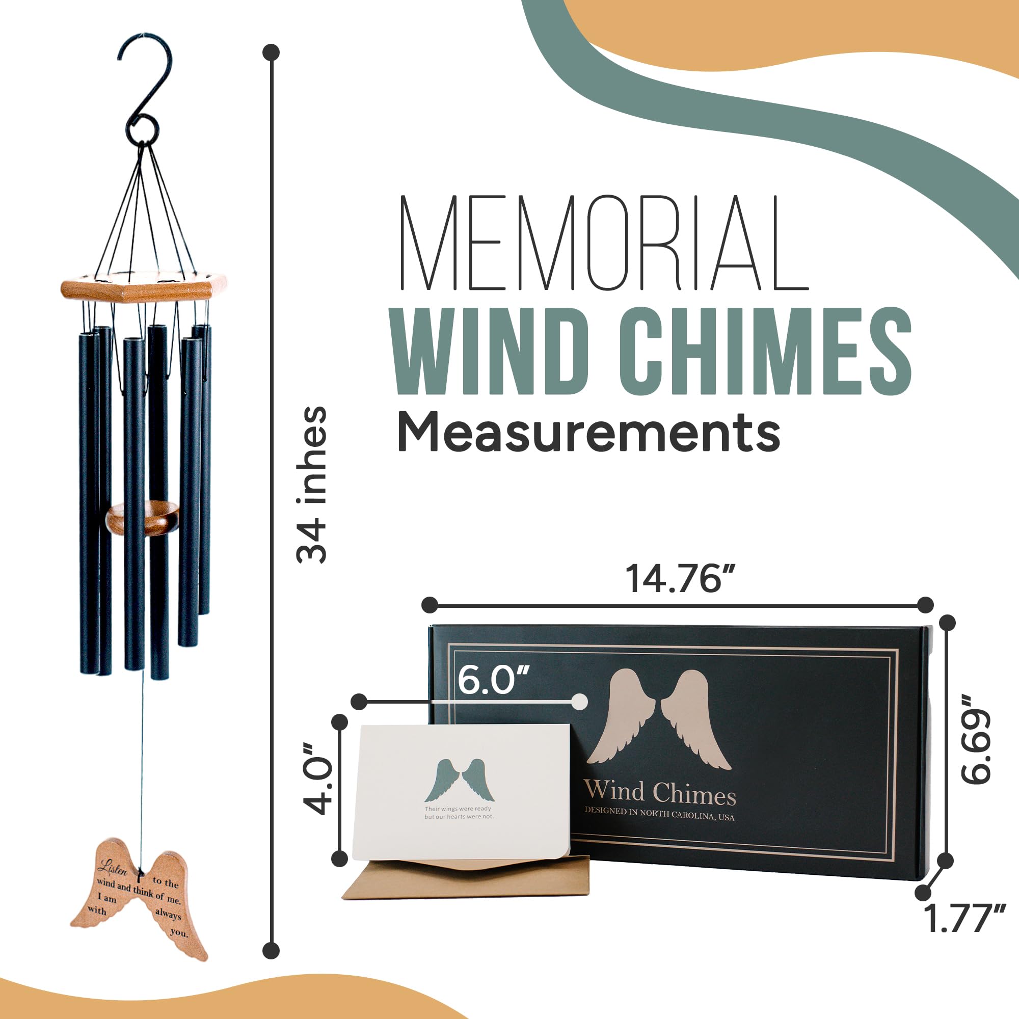 Naomi Catherine Designs sympathy wind chimes with card, a thoughtful condolence gift.