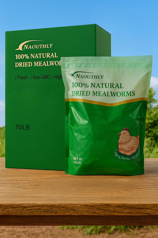 NAOUTHLY mealworms chickens feeding scene illustrates easy poultry supplement