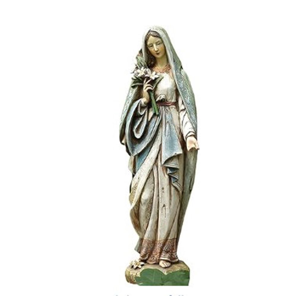 Napco Imports Mary holding lily bouquet ivory figurine ideal for indoor display