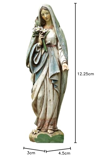 Napco Imports Mary holding lily bouquet ivory figurine ready for gifting