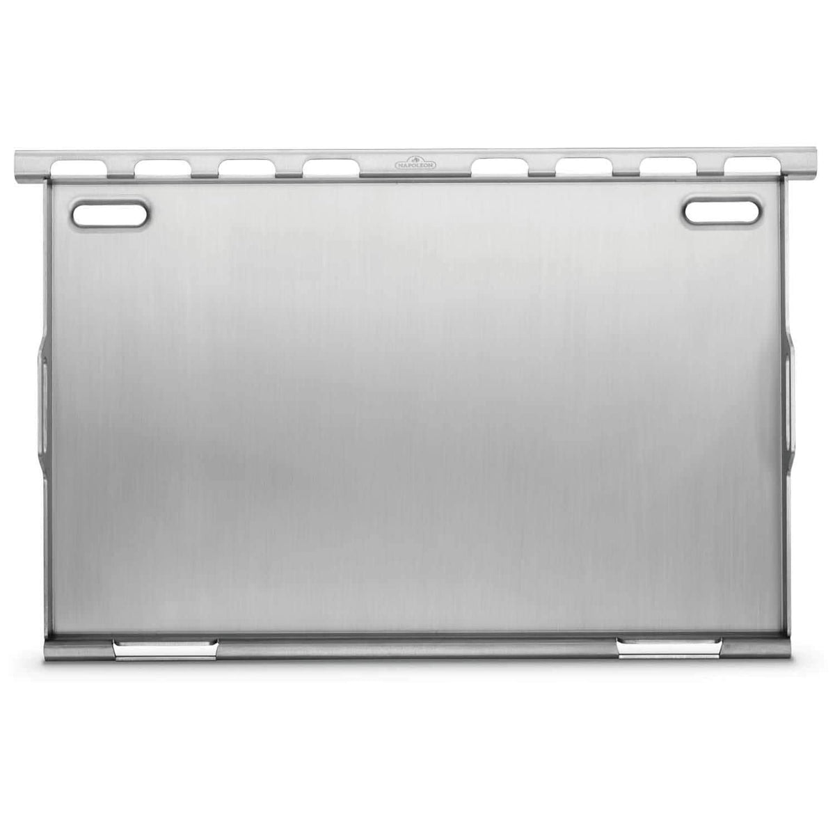 Napoleon full-size stainless griddle on Prestige grills for even searing and versatile meals.