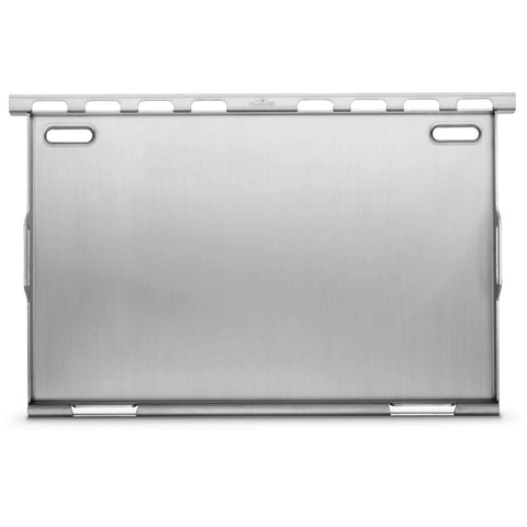Napoleon full-size stainless griddle on Prestige grills for even searing and versatile meals.
