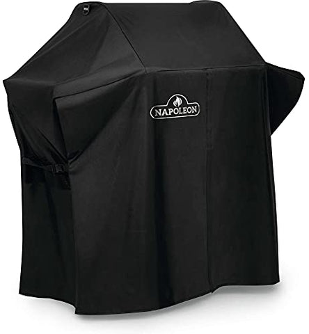 Napoleon Rogue 525 cover side view emphasizes snug fit and wind resistance.