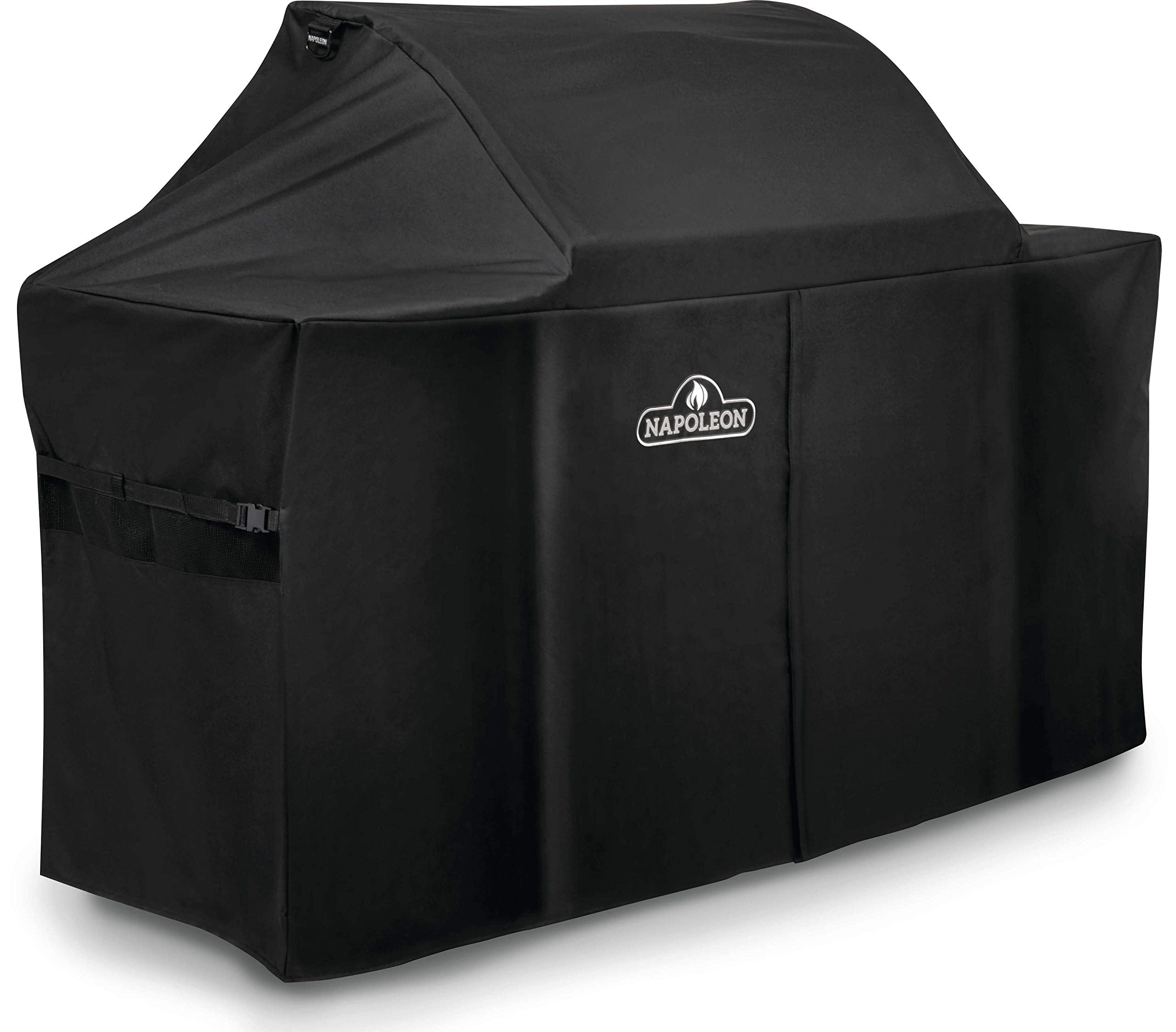 Napoleon Rogue 625 cover buckle strap securing the cover in windy conditions.