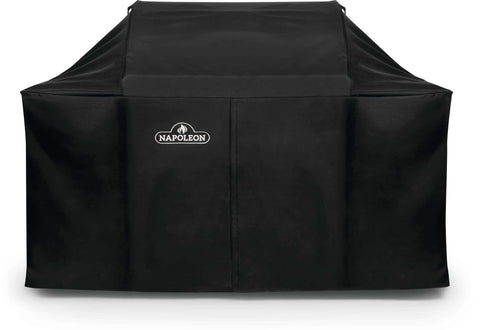 Napoleon Rogue 625 grill cover on grill offering full weather protection.