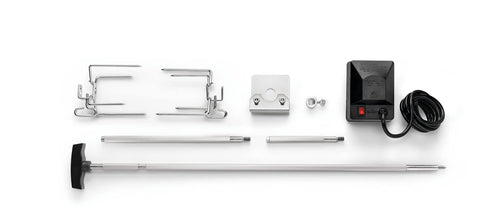 Napoleon rotisserie kit with 40.5-inch extension enabling even roasting on larger Rogue grills