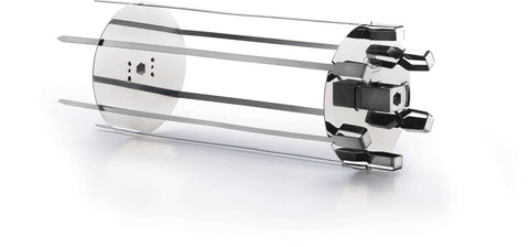 Napoleon Rotisserie Shish-Kebab Wheel assembly showing chrome skewers ready for grilling