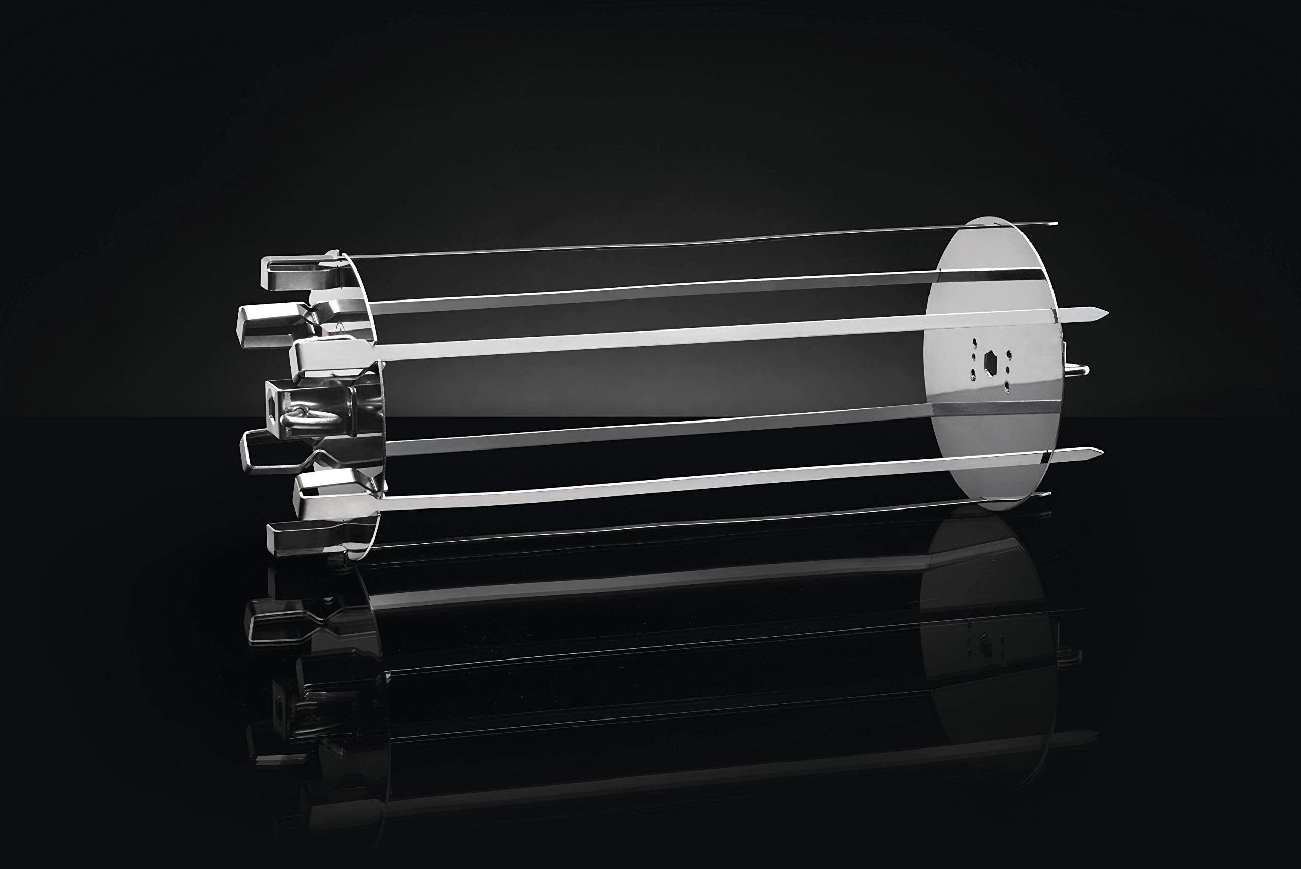 Napoleon skewers close-up highlighting durable chrome plating and threading