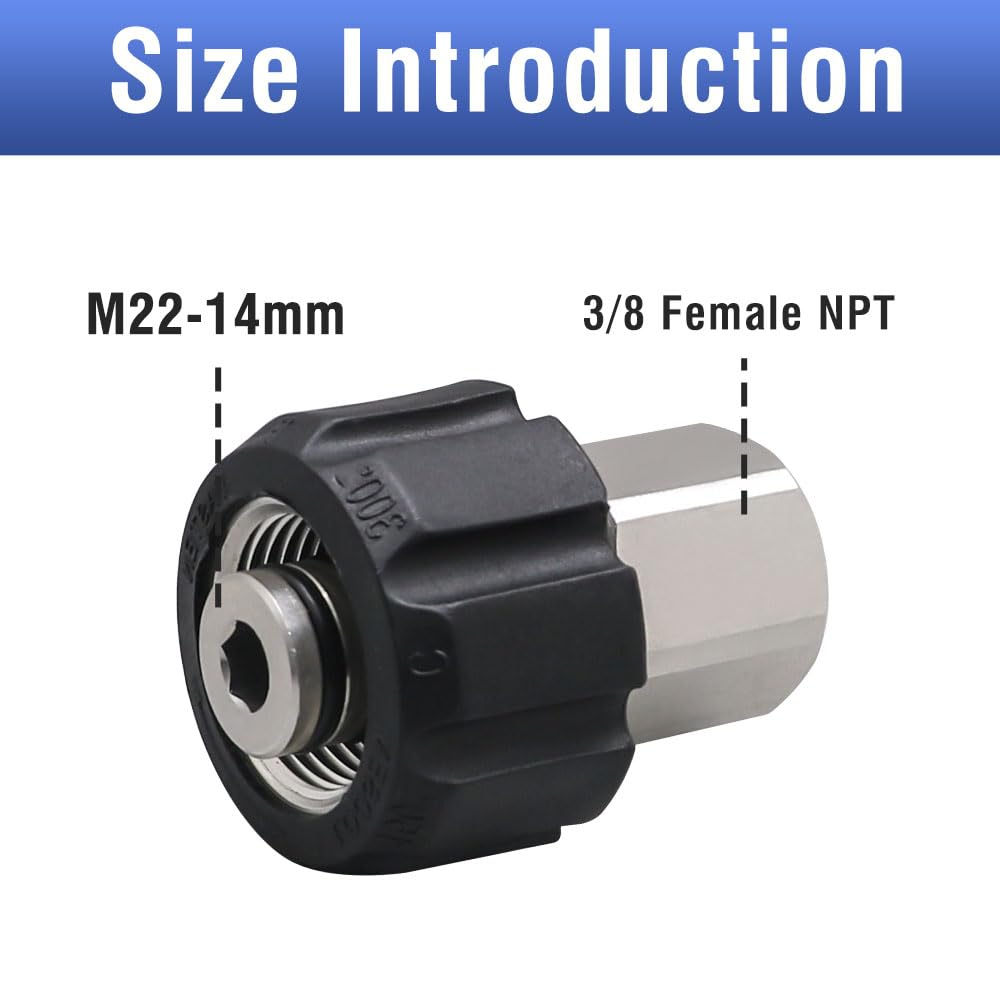 Napredak M22-14mm to NPT 3/8 assembly demonstrates versatile fitting compatibility.