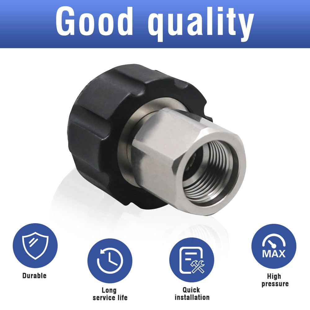 Napredak stainless-steel adapter shows corrosion resistance ideal for power washing.