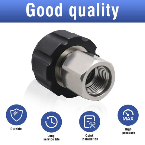 Napredak stainless-steel adapter shows corrosion resistance ideal for power washing.