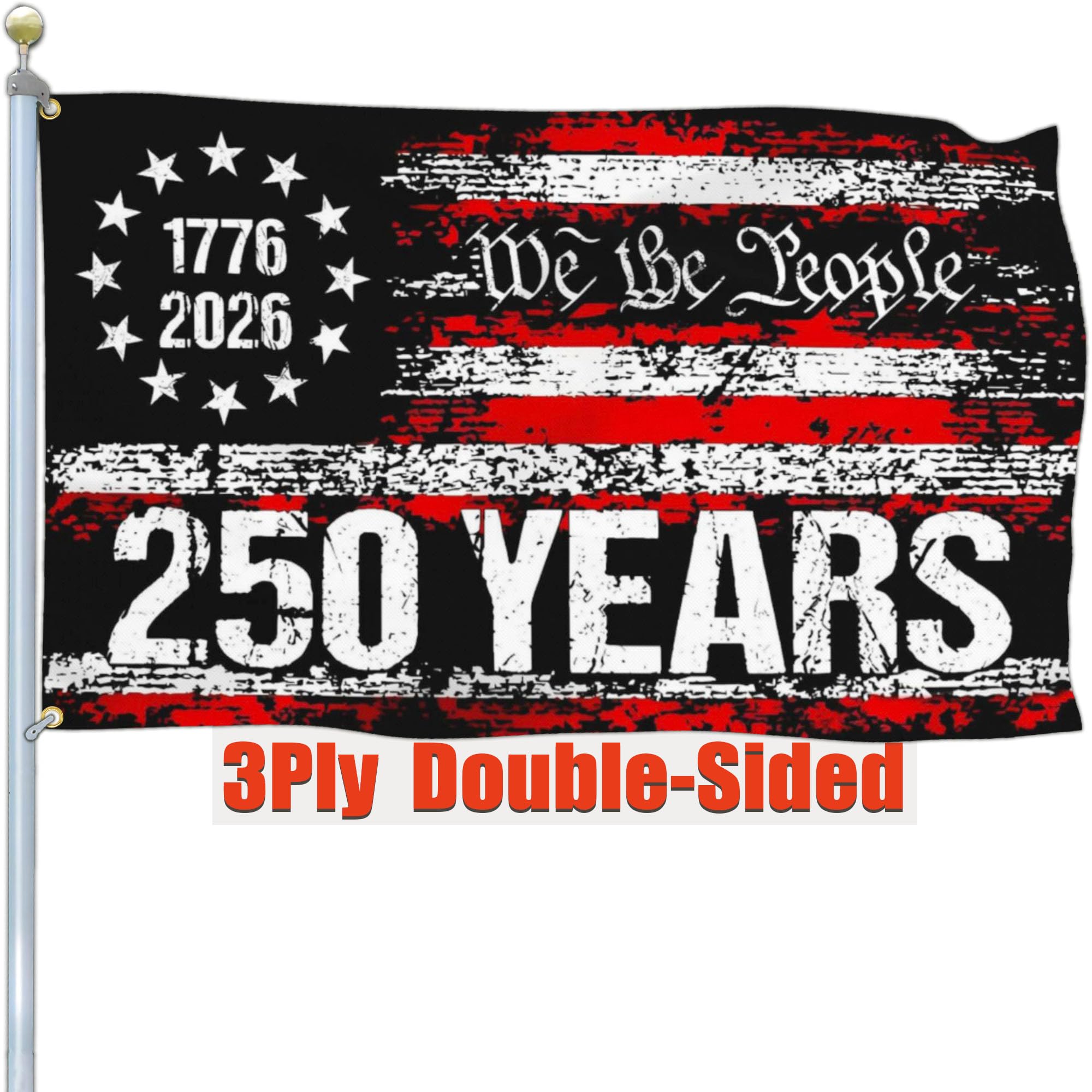 NASIAN 250th Anniversary flag, 3x5 ft, outdoor-ready fabric close-up and color clarity