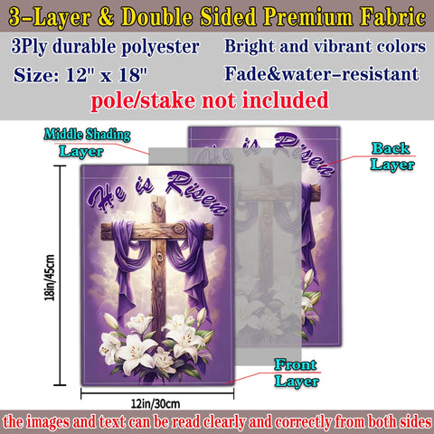 NASIAN Christian garden flag showcases Easter motif for porch or patio display